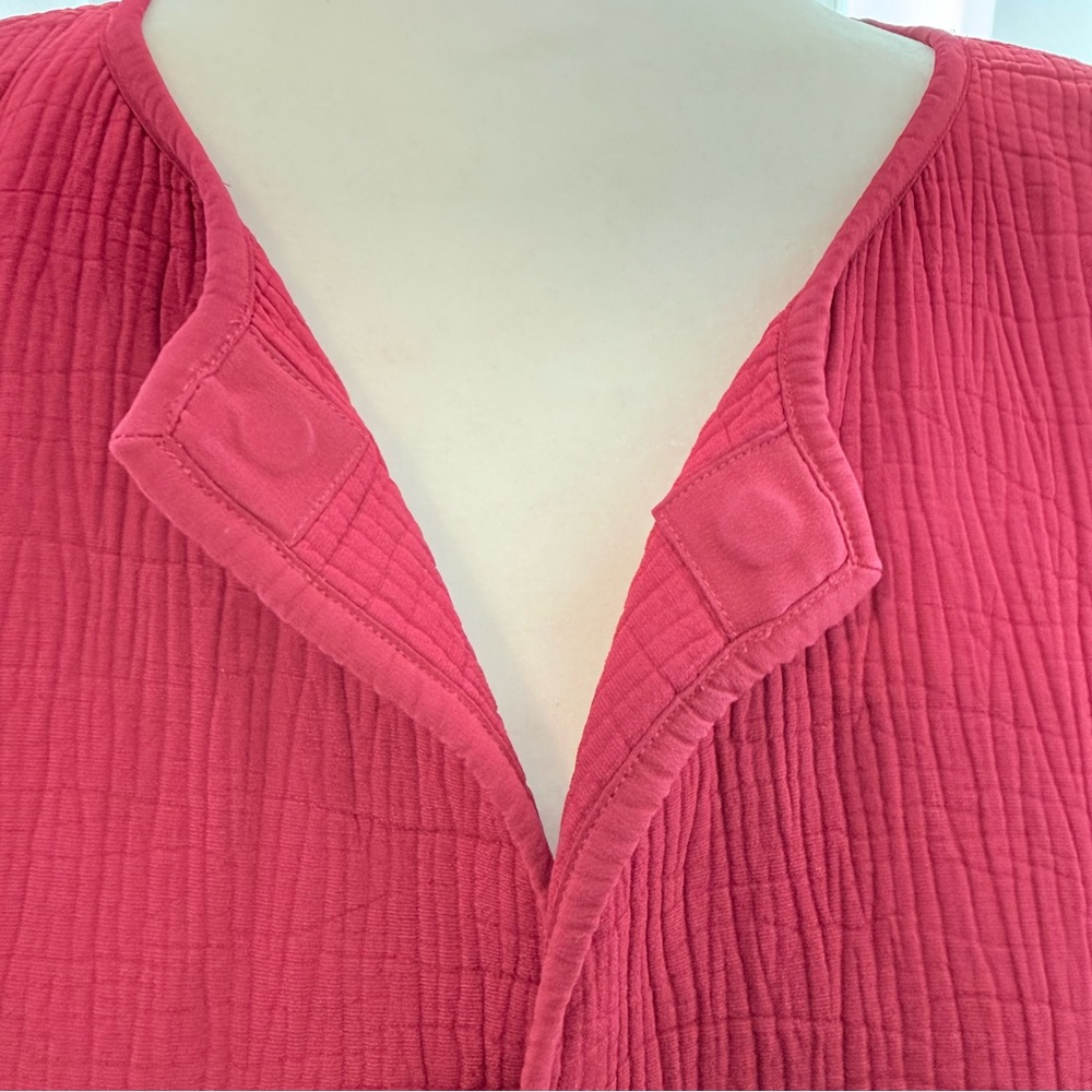 Eileen Fisher Pink/Red Textured Open Front Jacket magnet clasp L - Picture 5 of 9